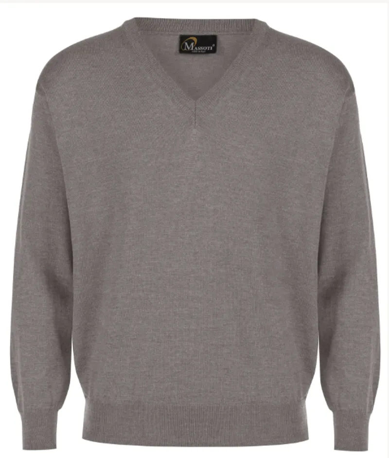 Massoti Merino V Neck Jumper Silver W01  